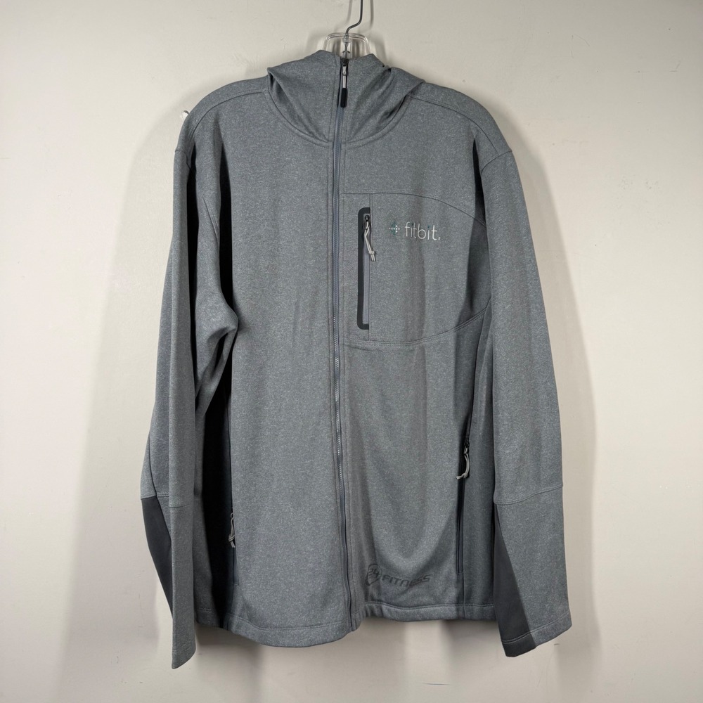 Fossa Mens Mesa Jacket 2268 Fitbit 24 Hour Fitness Grey Fleece Hoodie Large NWT